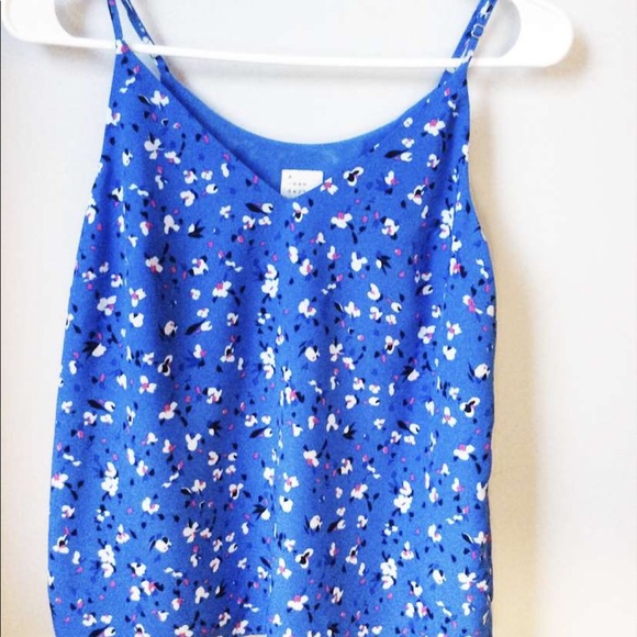 A Target royal blue v-neck tank top with flowers! - Picture 1 of 3